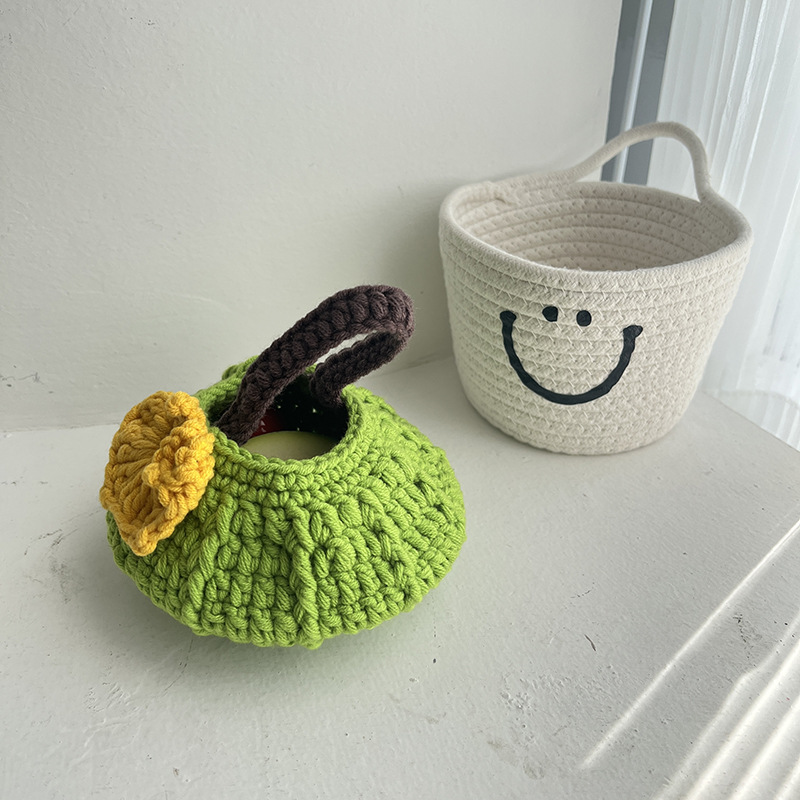 Halloween creative handmade cute pumpkin woven yarn crochet bag finished handbag dh5727163