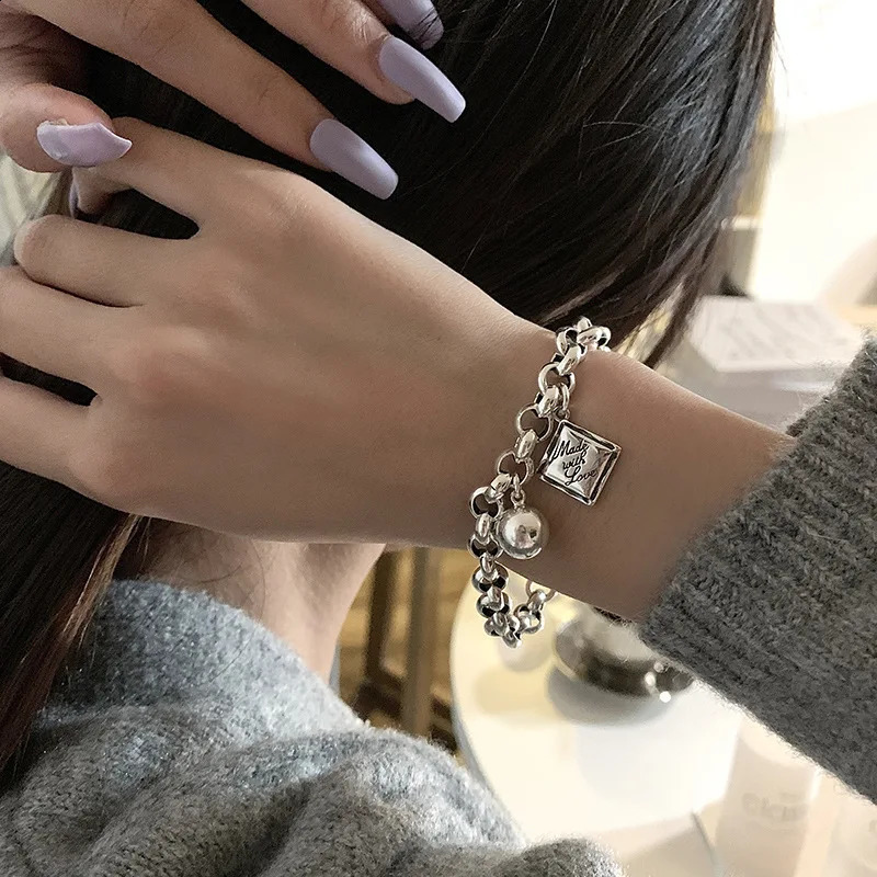 Ventilee 925 sterling silver square charm bracelet for womens dance party hip-hop Thai jewelry 2024 Dropship wholesale 240909
