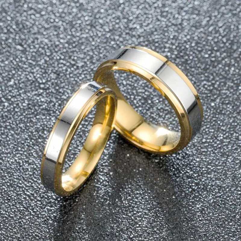 Ramos Stainless Steel Wedding Ring Simple Design Couple Ring 4mm 6mm Width Band Ring for Women and Men Memorial Day Gift M250620