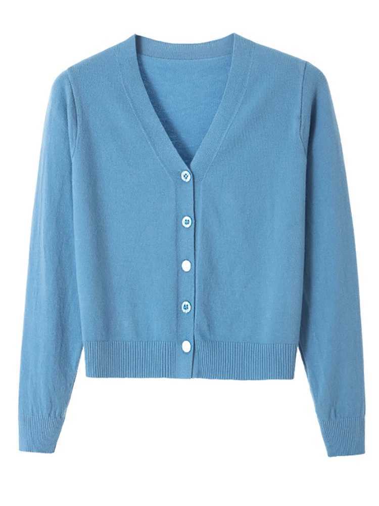 Jacket Winter Button Sweater 2024 Autumn Knitted V-neck Long Cardigan Sleeve Casual Short Tops For Women Sweater Grey WhiteX2409