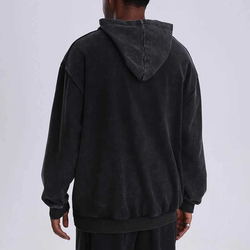 Designer Hoodie Vintage Black Acid Wash Cotton Hoodies for Men Women Spring Autumn Hooded Sweatshirts Casual Baggy Loose Fit Pullover Tops Z240909