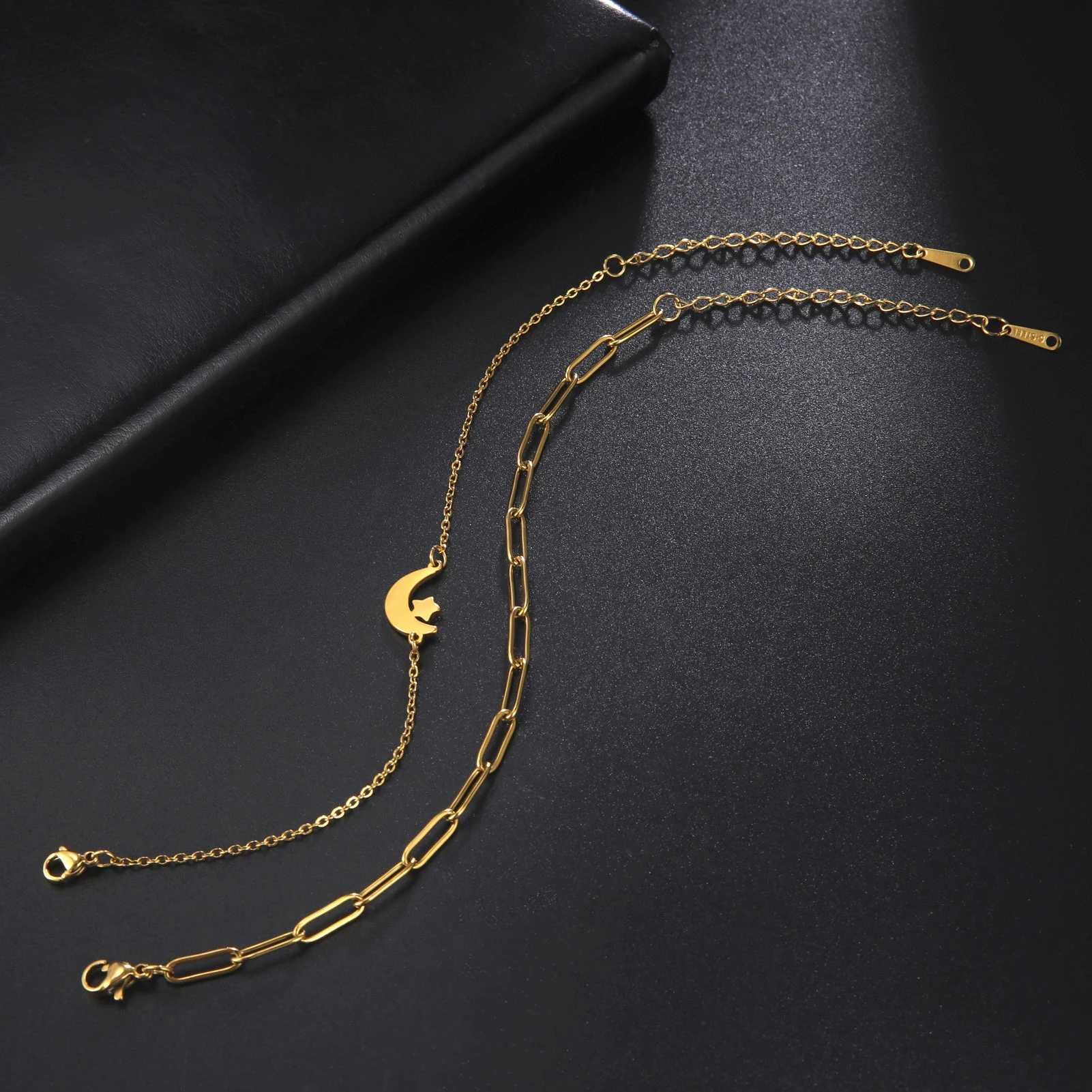 Stainless Steel Bracelets: Classic Moon Stars Kpop Charm Bracelet for Women 4