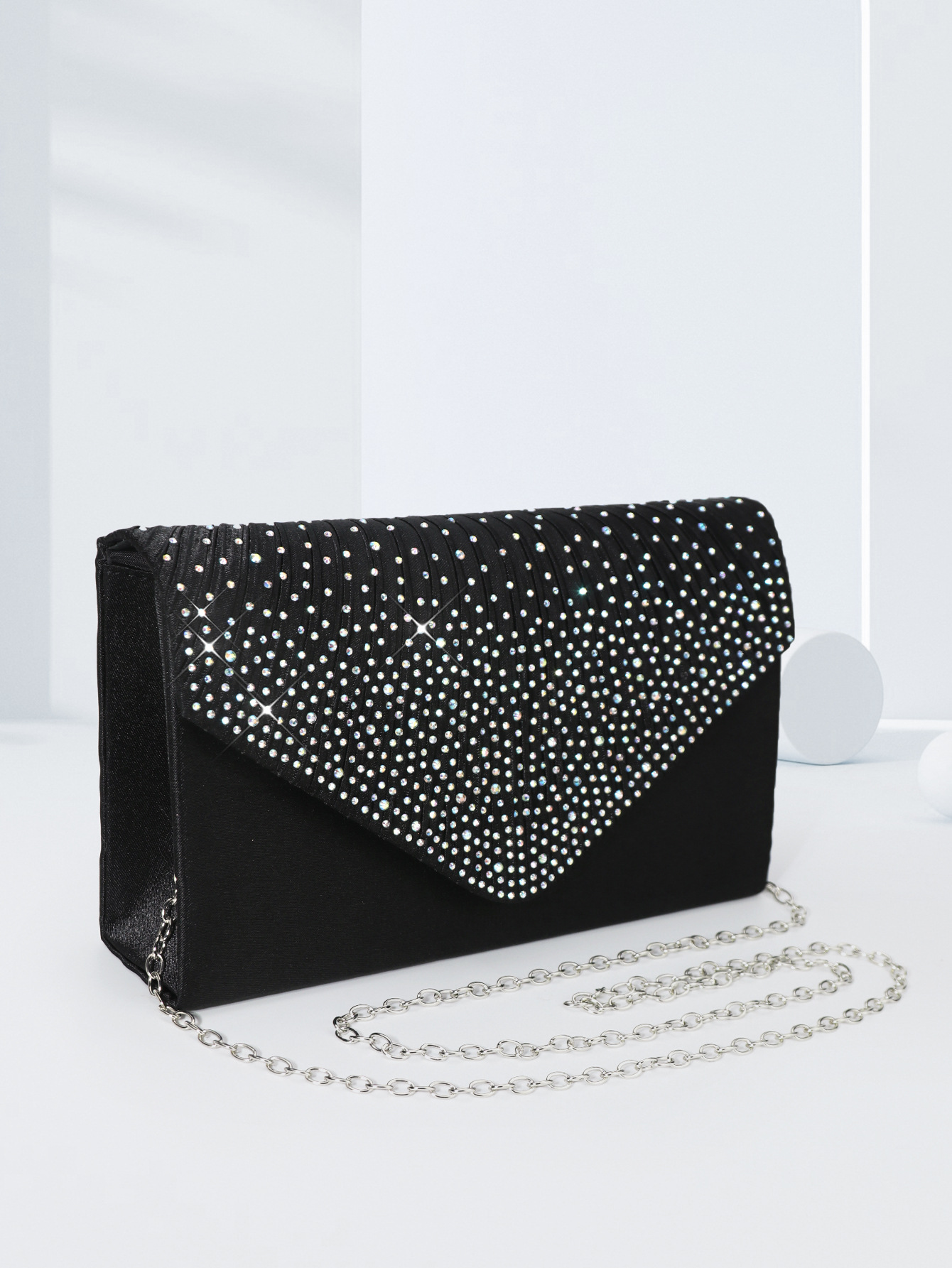 Women's One-shoulder Dinner Bag Graduation Party Wedding Dress Bag Fashion Party Bridesmaid Flip Flip Diamond Black clutch bag
