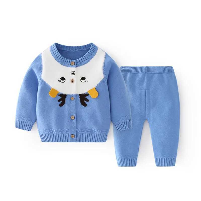 Clothing Sets Spring Autumn Ins 1-6 Year Baby Boys 2PCS Clothes Set Patchwork Cartoon Cardigan Elastic Waist Pants Suit Infant Outfits H241126