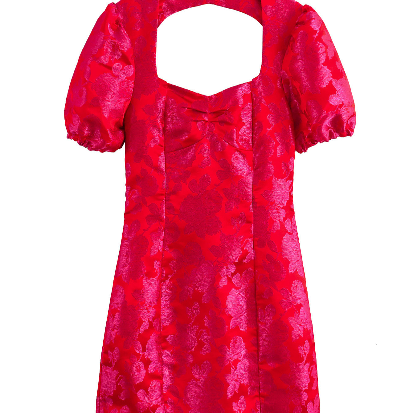 Temperament Autumn Dress Mini Style New Womens Sleeves Fashion Jacquard Puff Square Neck