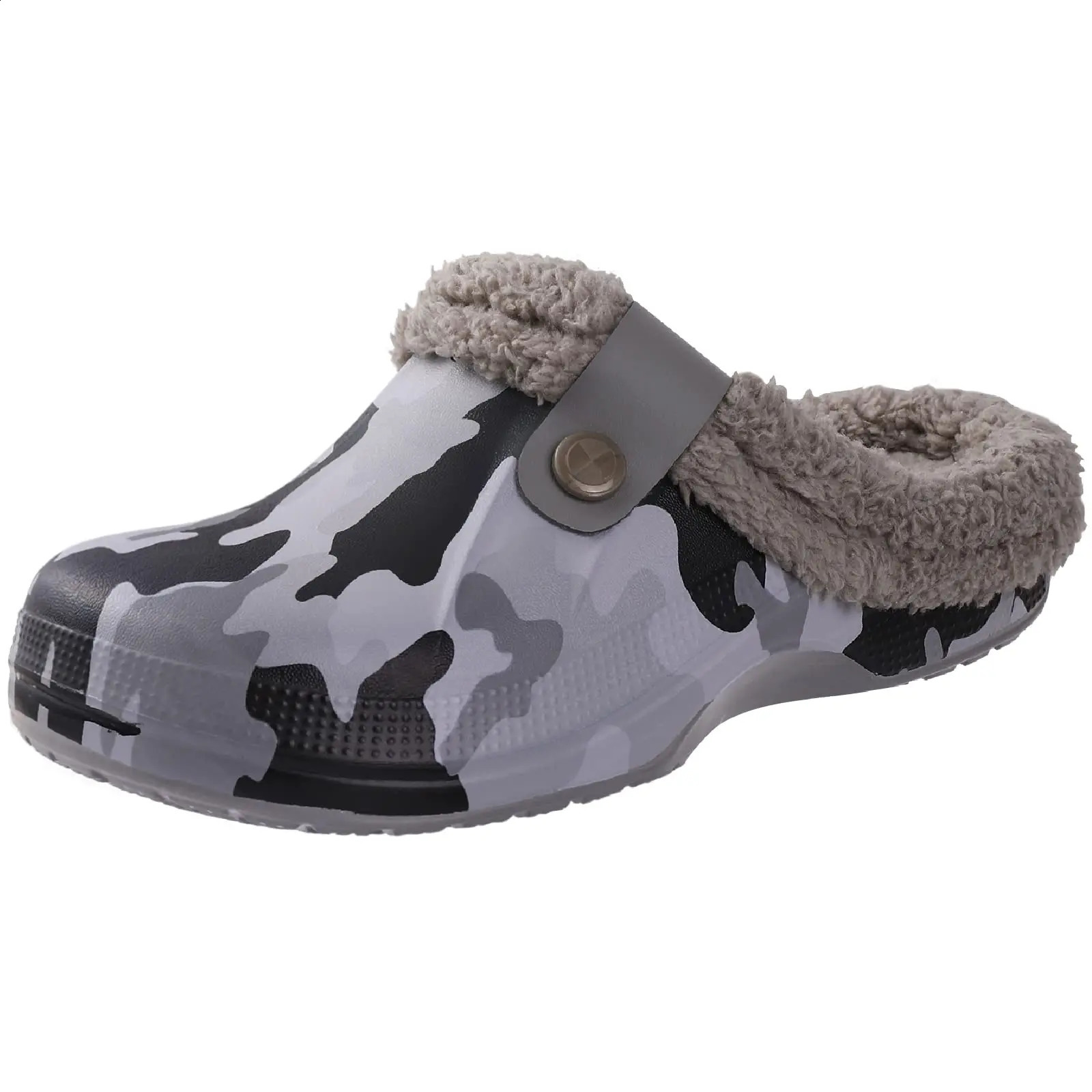 Comwarm winter collar slippers mens waterproof garden shoes home fur slippers soft plush slippers bedroom fuzzy shoes indoor and outdoor 240919