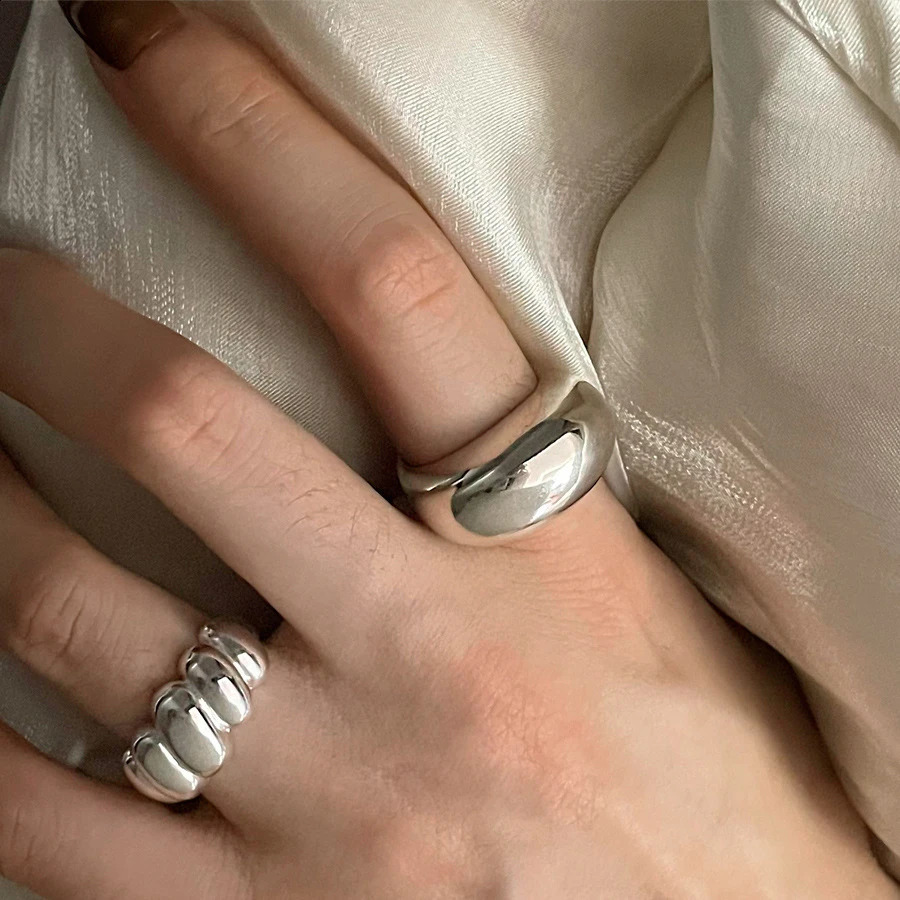 BF CLUB 925 sterling silver ring womens striped oval finger open retro handmade ring birthday gift allergy 240909