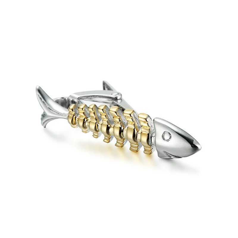 Fishbone shell metal tie clip made of copper material suitable for mens weddings and business doctoral tie clips W250111