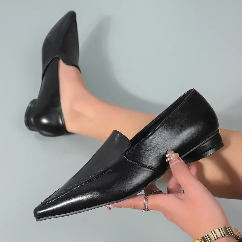 Womens Flats Pointed Toe Slip on Oxford Patchwork Boat for Female Low Heels Dress Shoes Spring New Autumn 240904