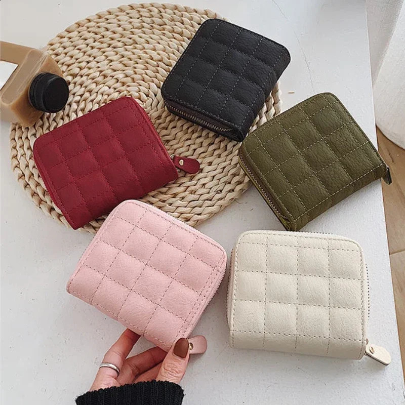 Womens Mini Wallet Womens Mini Solid Wallet Cute Short Zipper Pu Leather Coin Wallet Womens Handheld Wallet 240907