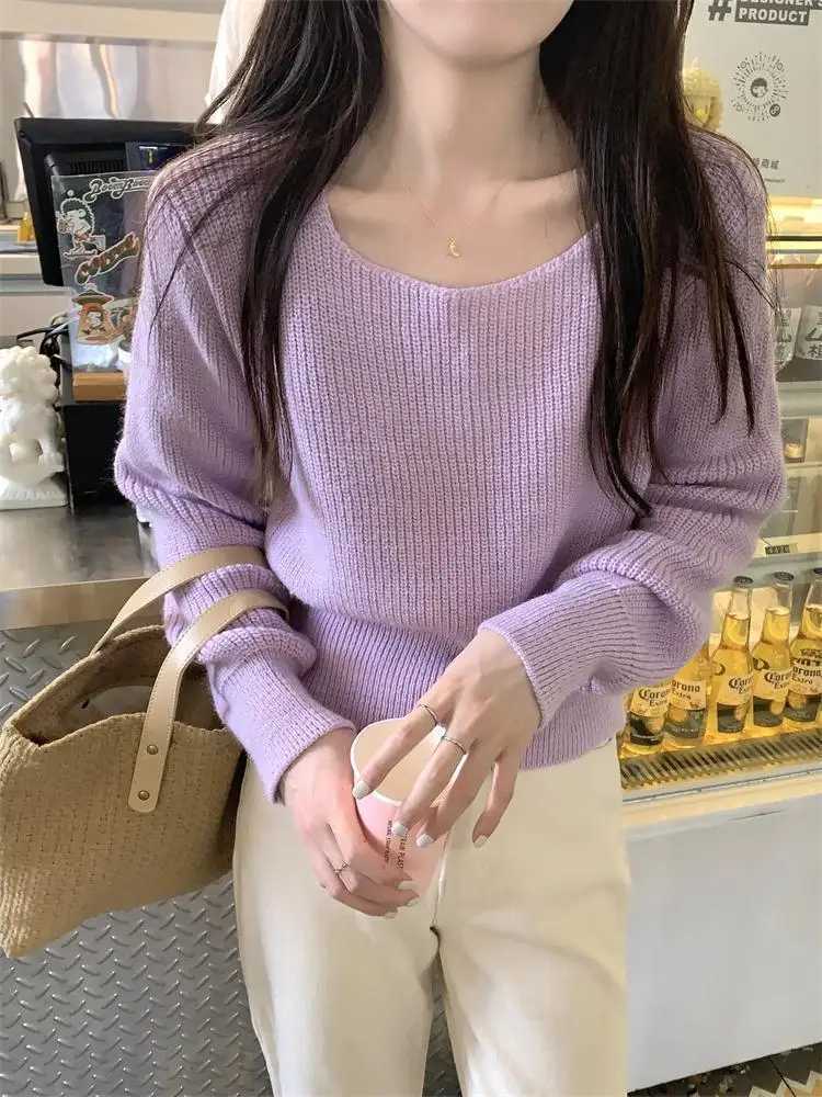 Casual 2024 Vintage Harajuku Lantern Long Korean Sleeve Women Sweater Autumn Winter Knitwear Soft Warm Tops Chic Femme SweaterX2409