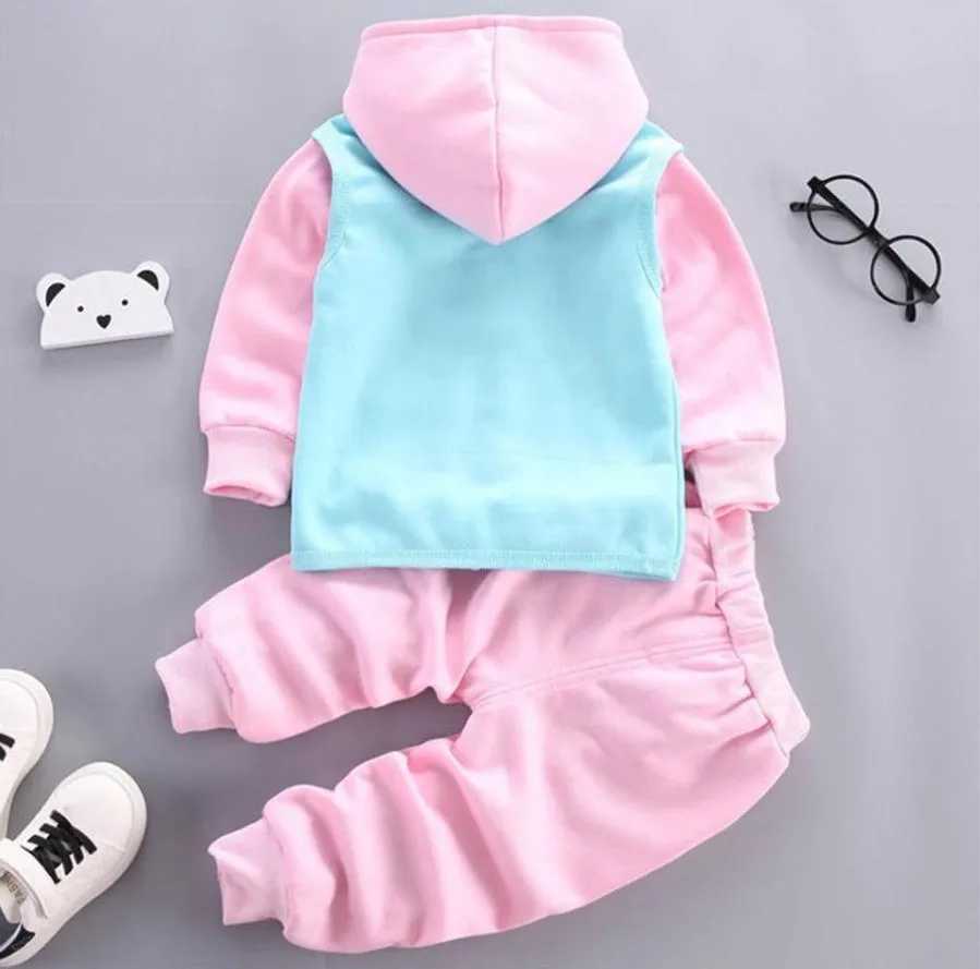 Clothing Sets Autumn Winter Baby Boys Clothes Thick Fleece Cartoon Bear Jacket Vest Pants 3Pcs Cotton Sport Suit For Girls Warm Outfits H241126