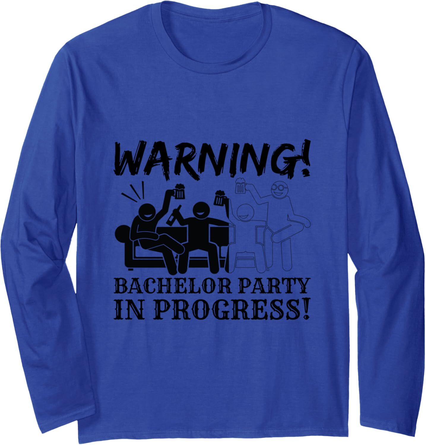 Long Sleeve Shirts for Men sweatshirt Warning Bachelor Party In Progress - Black White Long Sleeve Tee Streetwear Casual tops clothes