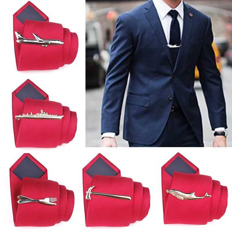 Mens alloy metal gold tie clip cufflinks steamboat dolphin airplane tie bar wedding jewelry pin W250111