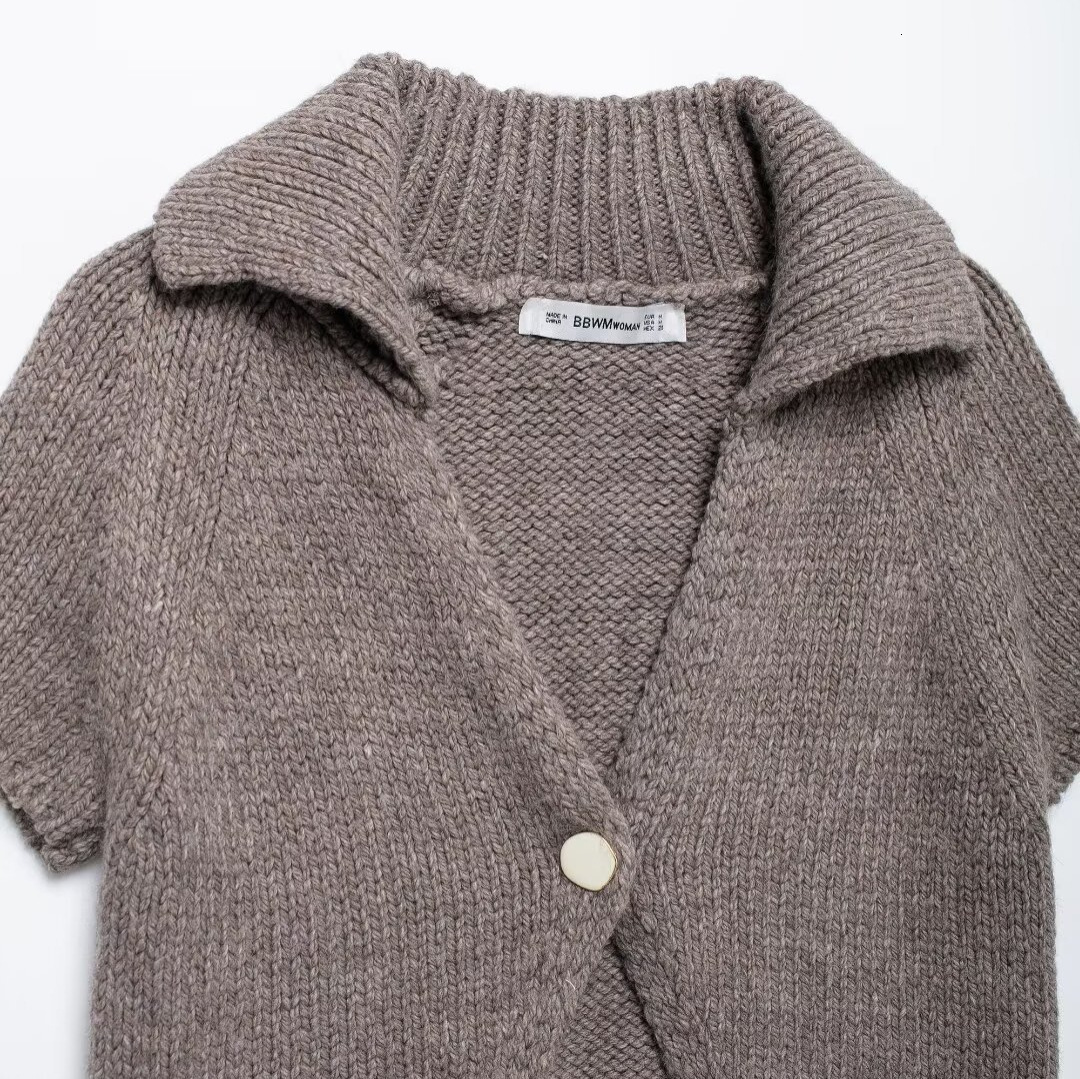 Short Sleeved Fashion Y2k New Product Womens Autumn Navel Button Decorative Leak Knitted Jacket Street