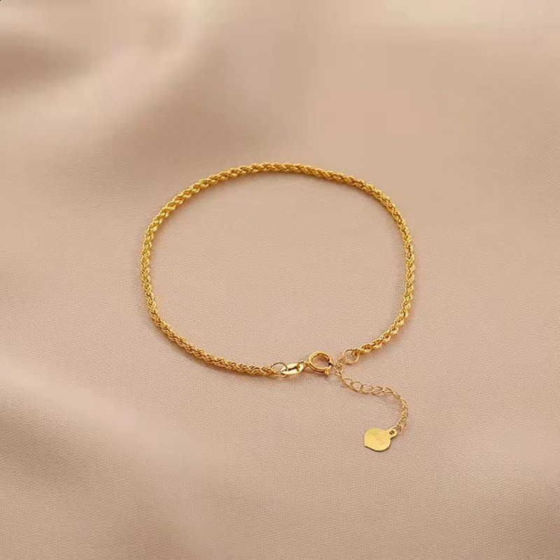 YUNLI Real 18K Gold Twisted Chain Bracelet Pure AU750 Adjustable Hemp Rope Chain Womens Exquisite Jewelry Gift BR016 240909