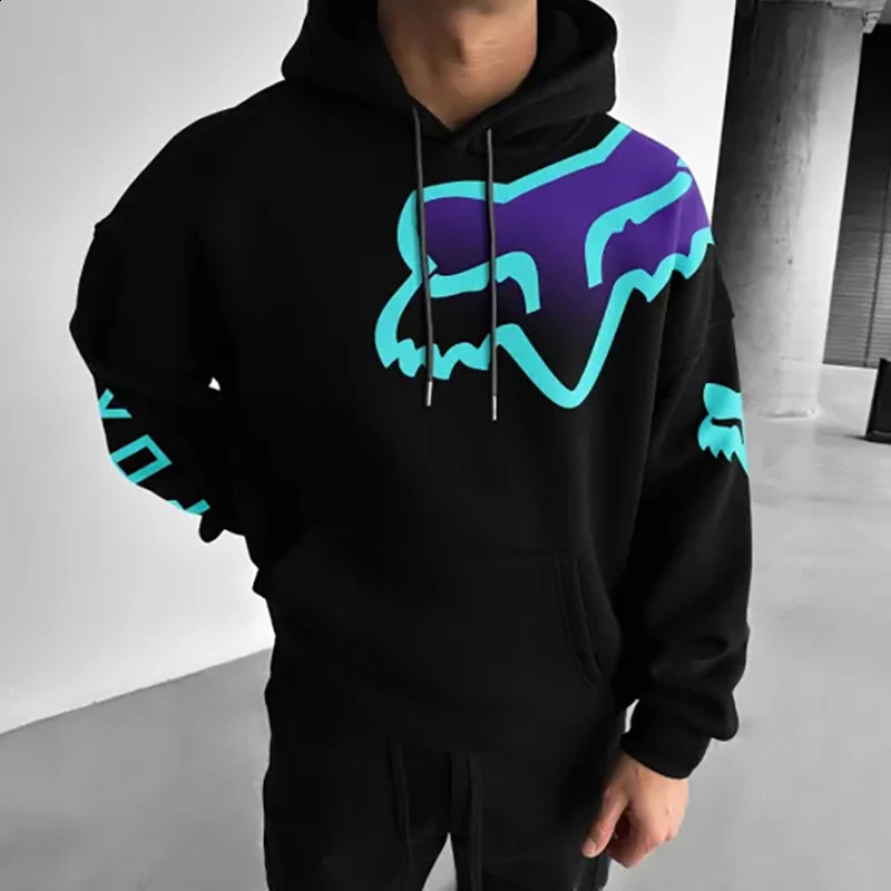 Printed hooded Males street fashion hip-hop punk paradigm sportswear hooded Males casual loose sports Males top 240907