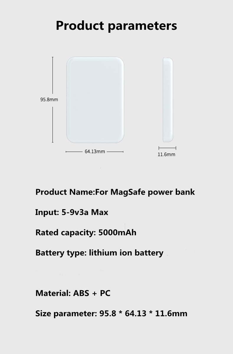 Wireless 5000mAh Mag- Safe Matte Power Bank Fast Charging Portable Charger Magnetic Rechargeable Battery Pack wireless charger