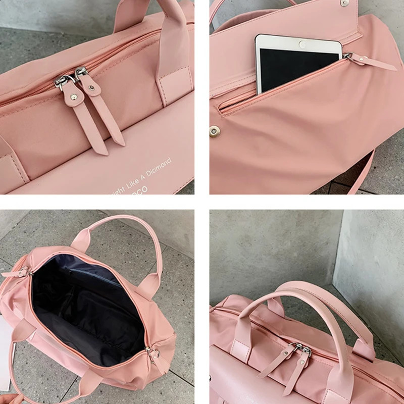 Fashion Pink Travel Sports Fitness Bag Womens Swimming Waterproof Wet Shoe Bag Yoga Luggage Bag Large Capacity Luggage Bag 240906