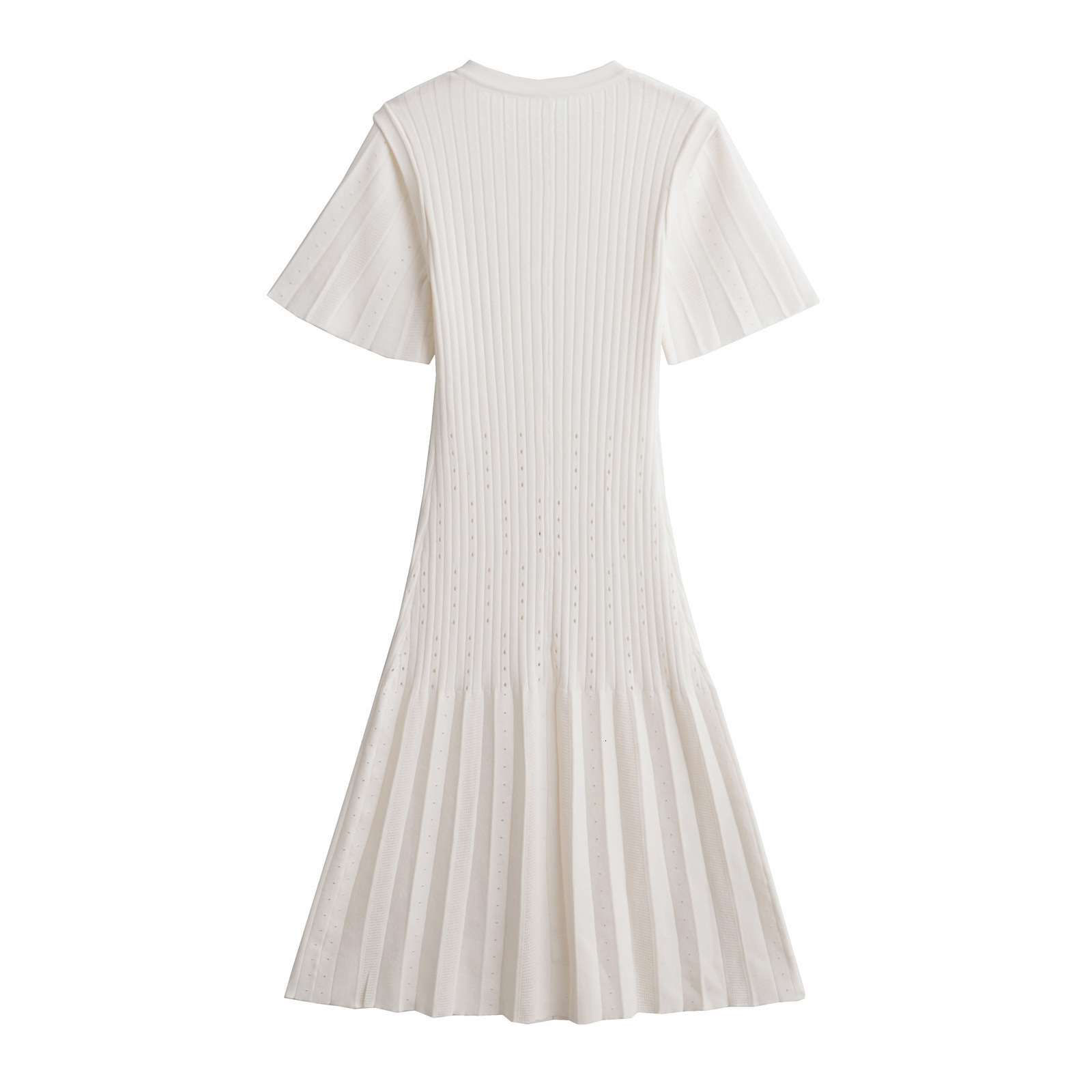Breasted Dress Slim Fit Womens Fashion Temperament Short Sleeved Autumn Single Pleated Knitting New Product