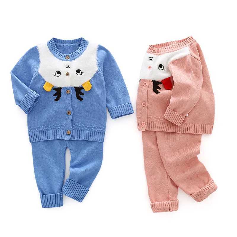 Clothing Sets Spring Autumn Ins 1-6 Year Baby Boys 2PCS Clothes Set Patchwork Cartoon Cardigan Elastic Waist Pants Suit Infant Outfits H241126