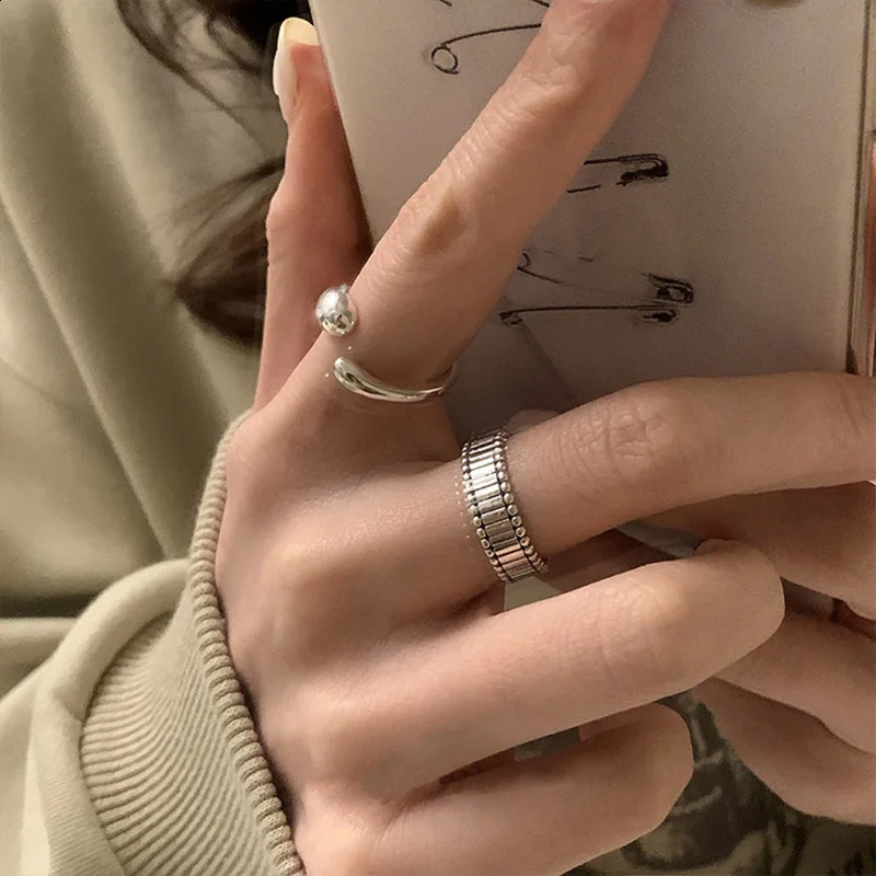 925 sterling silver ring fashionable hip-hop retro couple creative strip Thai silver party jewelry birthday gift 240909