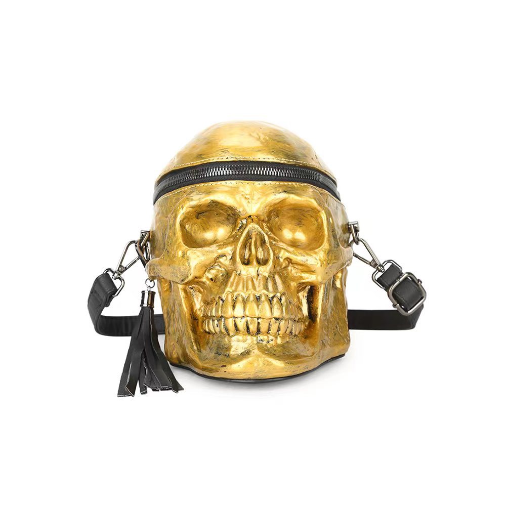2025 Designer European American 3 and fashion casual personalized three-dimensional skull head single shoulder bag