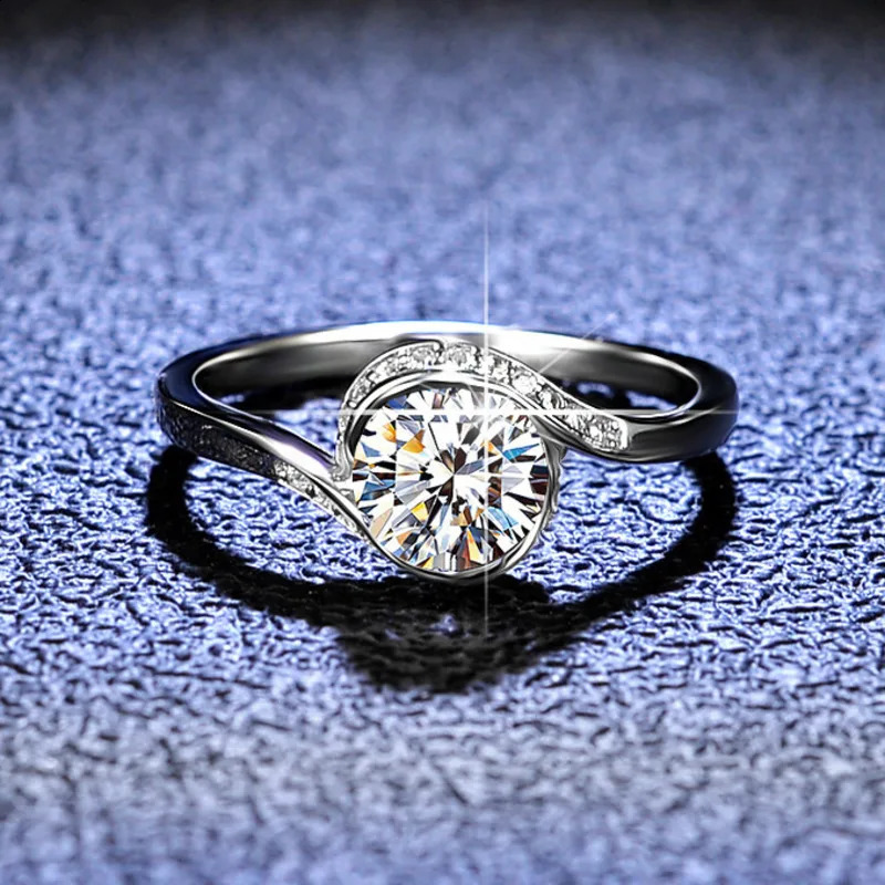 Joyce Jelly 1CT Ring 925 Pure Silver Diamond Jewelry Womens GRA Certified VVS1 D-Color Round Cutting Wedding Ring 240909