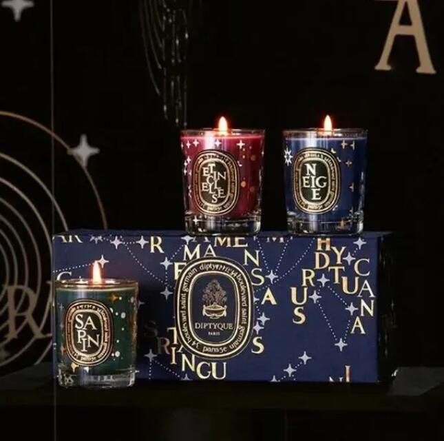 Scented Candle 70g x3 Scented Candles Etincelles Sapin TUBEREUSE NEIGE Limited Gift Box Set Wedding Gift Fragrance Glass Incense Candles Cup Set w2503