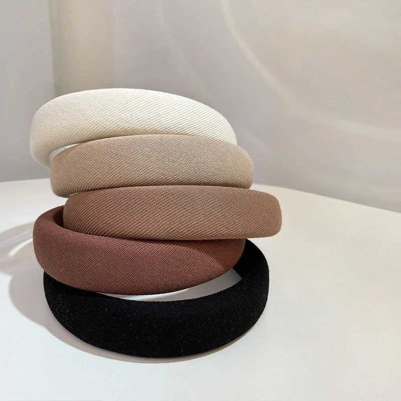 Fashion Solid Color Wide Hair Bands Girls Vintage Elastic Hairbands Thicken Headband Hair Hoop Korean Hair Accessories for Women Y240909