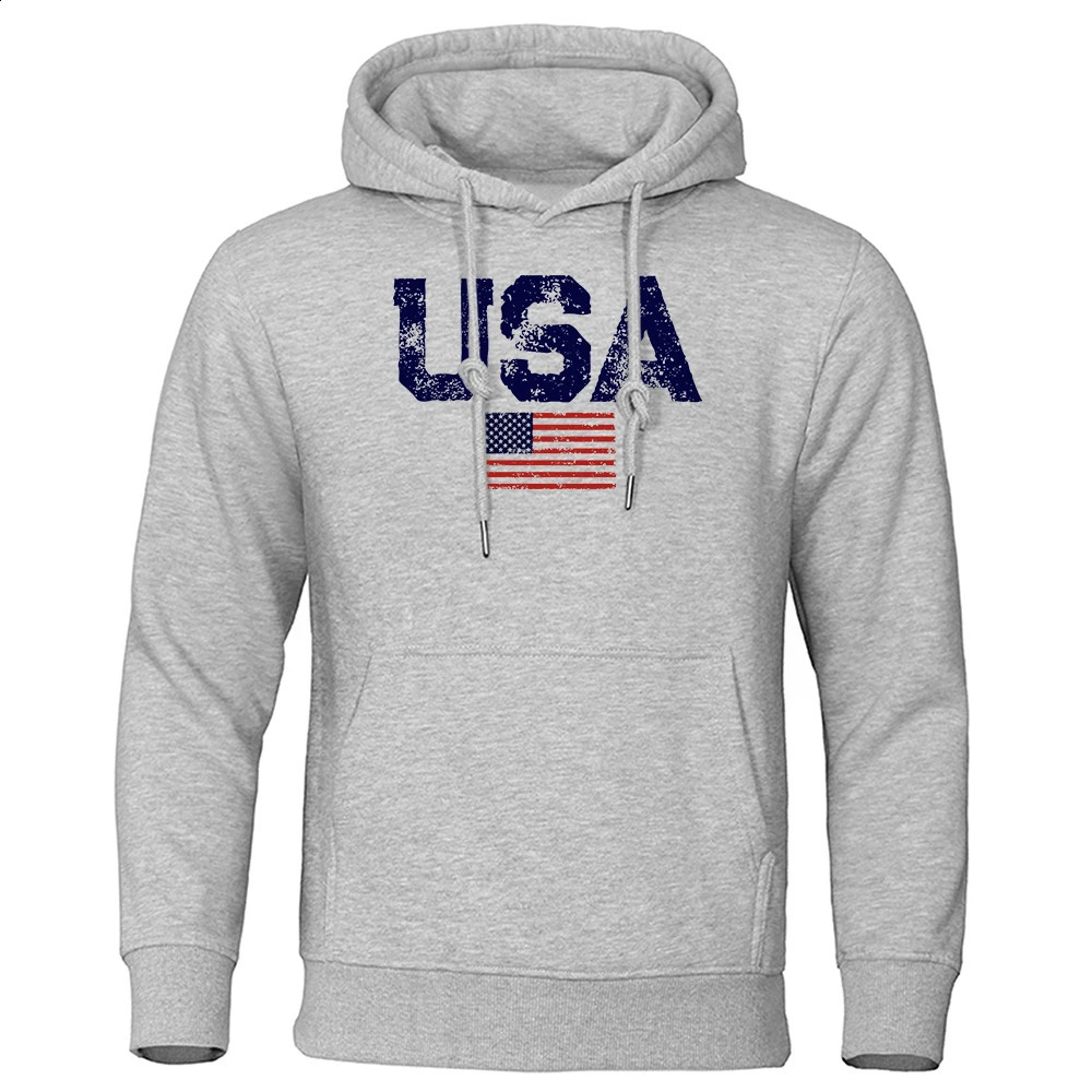 Usa Letters American Flag Stars And Stripes Hoodie Man Hip Hop SXxl Hoody High Quality Sweatshirt Fashion Casual Tracksuit 240908