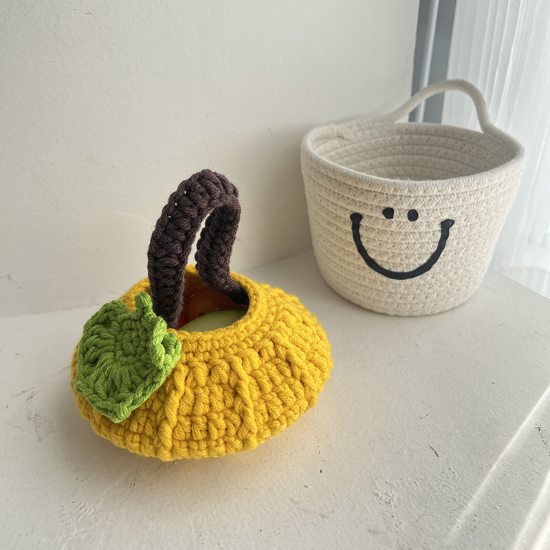 Halloween creative handmade cute pumpkin woven yarn crochet bag finished handbag dh5727163