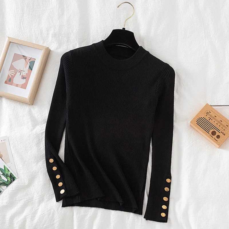 Thick Sweater Long Sleeve Pullover Autumn Winter Clothes Button O Neck Sweater Female Casual Streetwear Knitted Top Soft JumperX2409