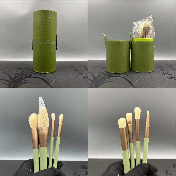 Luxury G Brand Makeup Brushes Round Bucket 8pcs/set Cosmetic Tool Brushes Blush Eye shadow Palette Eye And Face Brush Makeup Tools Green Style Original Quality