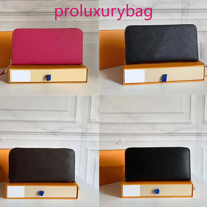 luxury Designer Wallets Women Men Wallet Black Embossed Leather Wallet Single Zipper Ladies Long Purse bags purses Classic Check Flowers Wallet Box