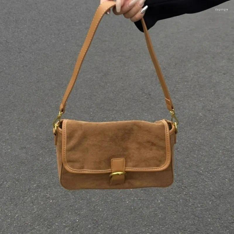 Drawstring 2024 Vintage Simple Streetwear Shoulder Bags Design Fashion All Match Handbag Y2k Aesthetic Casual Underarm Bag Women a86f