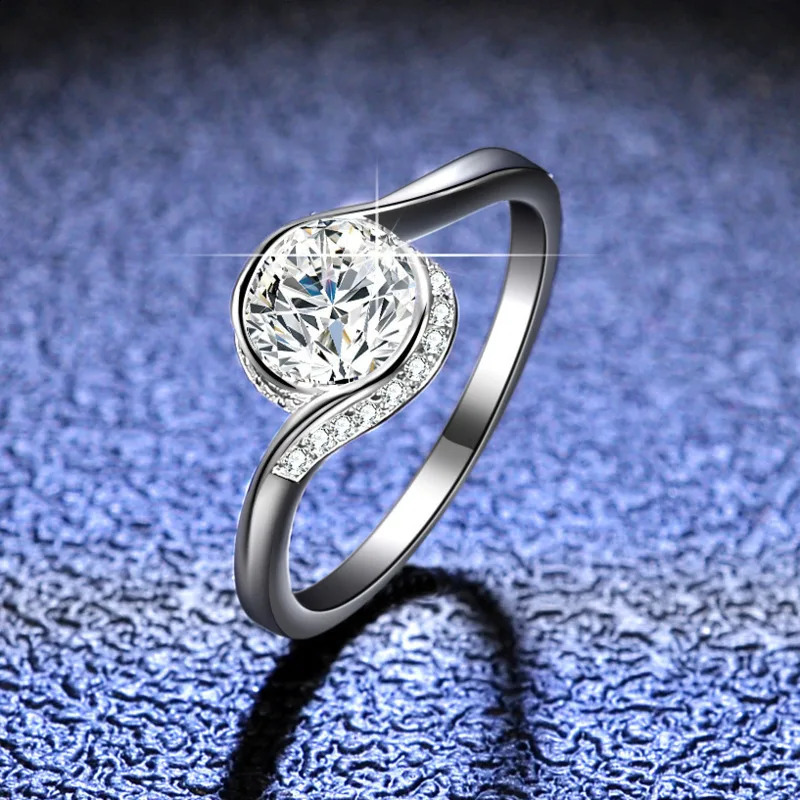 Joyce Jelly 1CT Ring 925 Pure Silver Diamond Jewelry Womens GRA Certified VVS1 D-Color Round Cutting Wedding Ring 240909