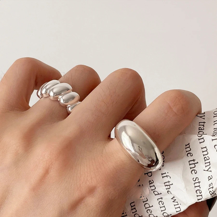 BF CLUB 925 sterling silver ring womens striped oval finger open retro handmade ring birthday gift allergy 240909