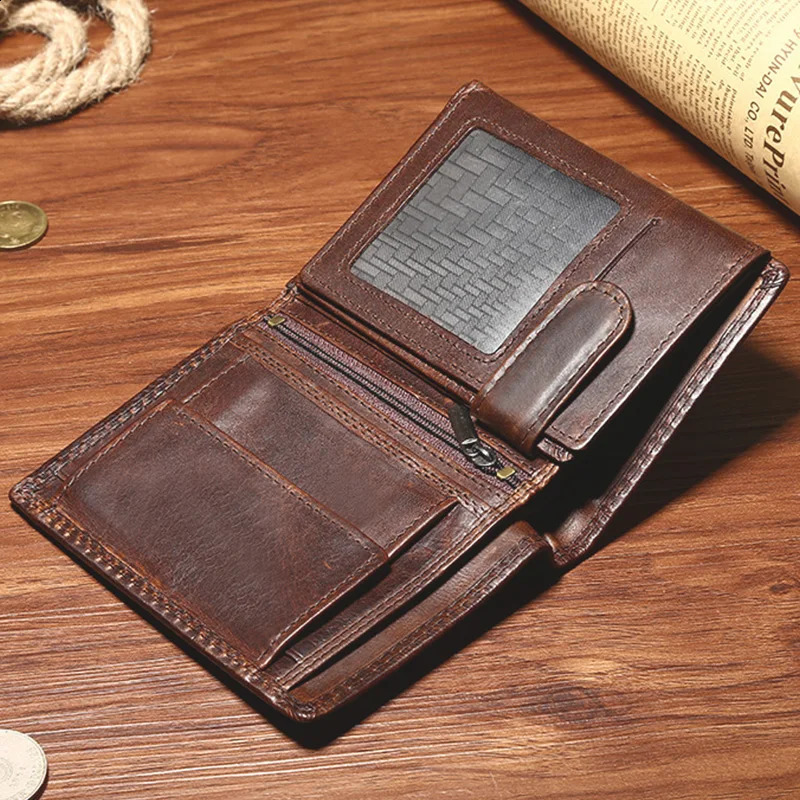 Retro mens leather wallet mini wallet coin wallet currency credit card holder 240907