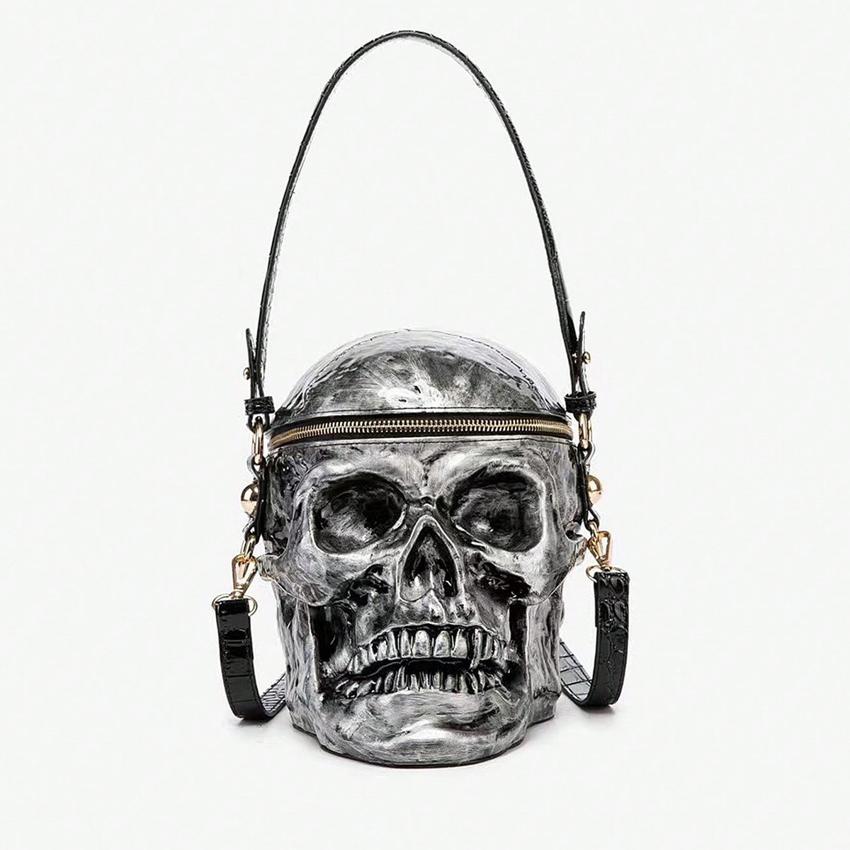 Punk gothic style dark skull tote bag street personality biker hip hop style crossbody bag