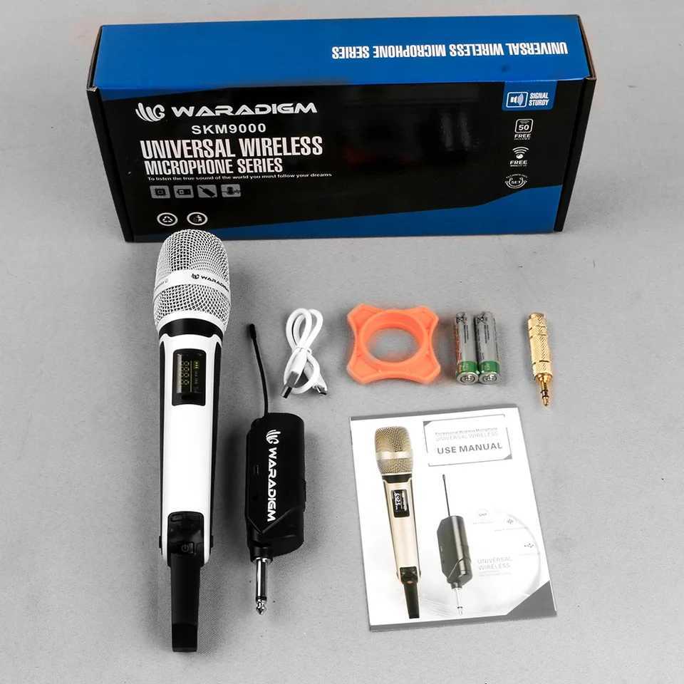 Microphones WARADIGM-SKM9000Wireless Microphone One for Two U Band FM Home Sound Card Outdoor Sound Box Karaoke Stage J240830