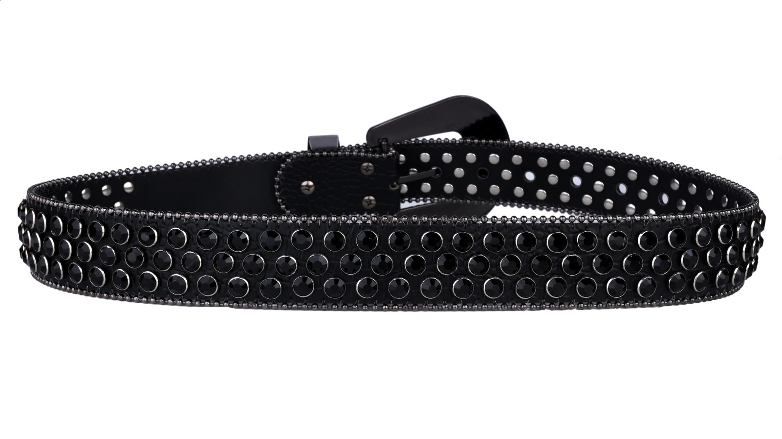 Stud rhinestone strap womens fashion strap shiny Pu leather strap wedding party strap couple Valentines Day gift 240909