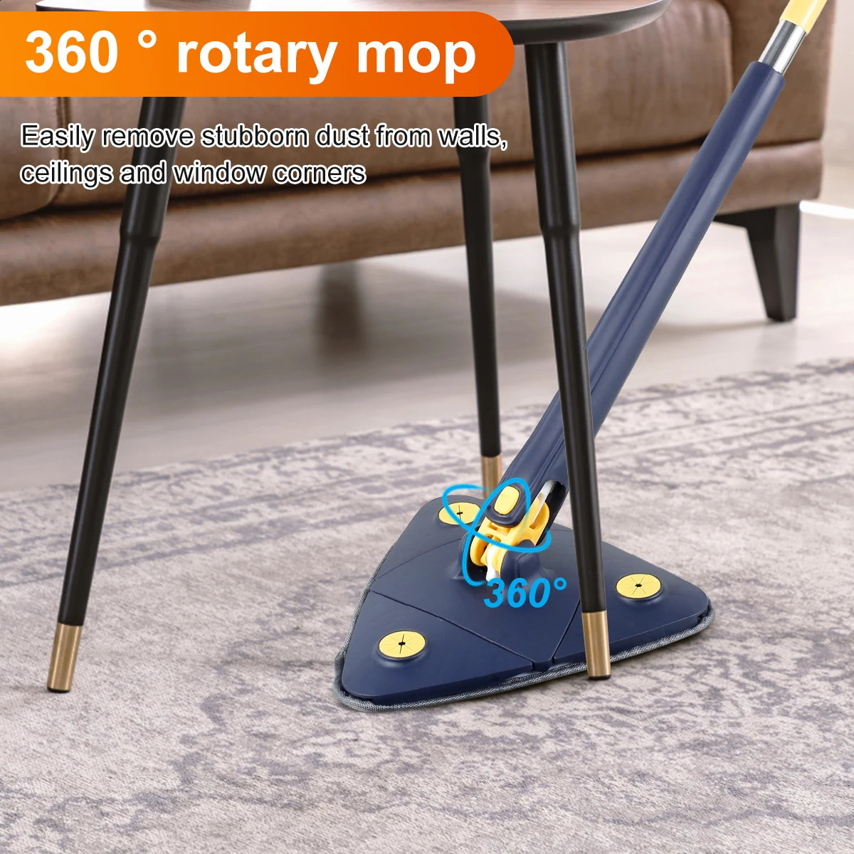 Telescopic Triangle Mop 360° Rotatable Selfwringing Extended Adjustable Floor Squeeze Free Hand Washing Lazy Tool 240904