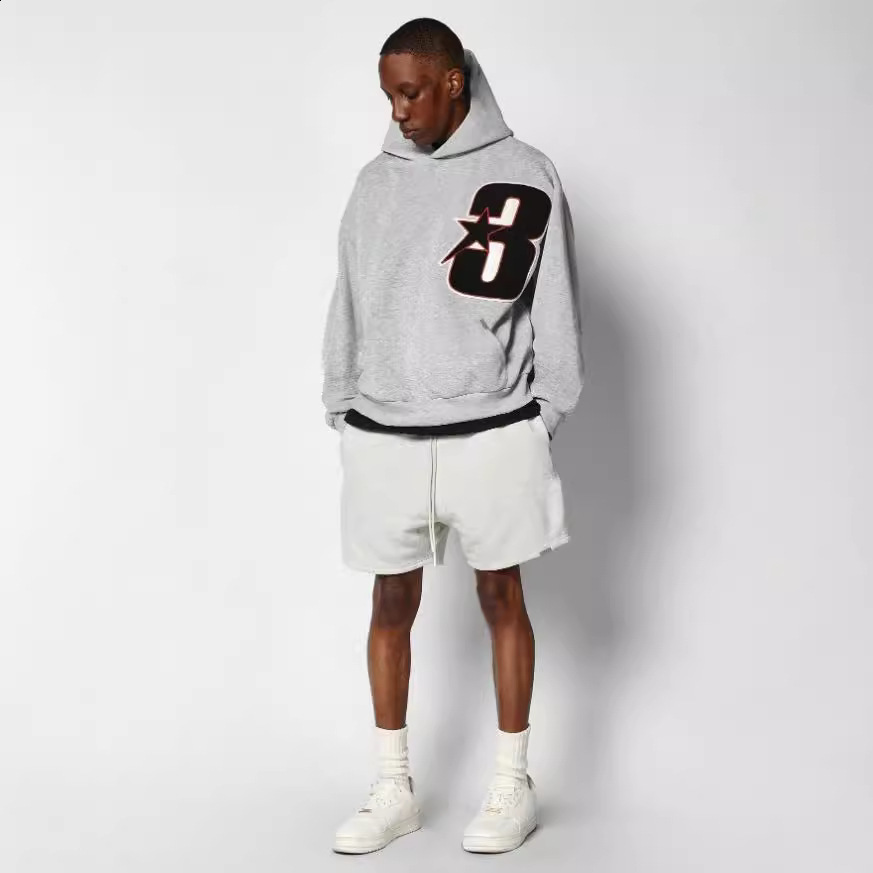 Trendy digital star hooded sweatshirt autumn/winter pullover loose casual unisex hoodie 240907