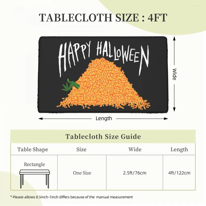Table Cloth Custom Happy Halloween Candy Corn Crush Tablecloth Rectangular Oilproof Cover For Party 4FT