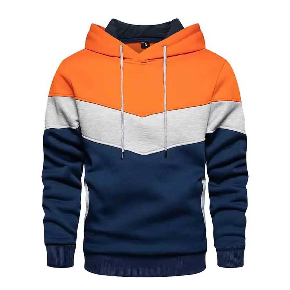 Mens patch work hoodie sports hoodie casual loose wool warm streetwear mens fashion autumn and winter sportswear W240921