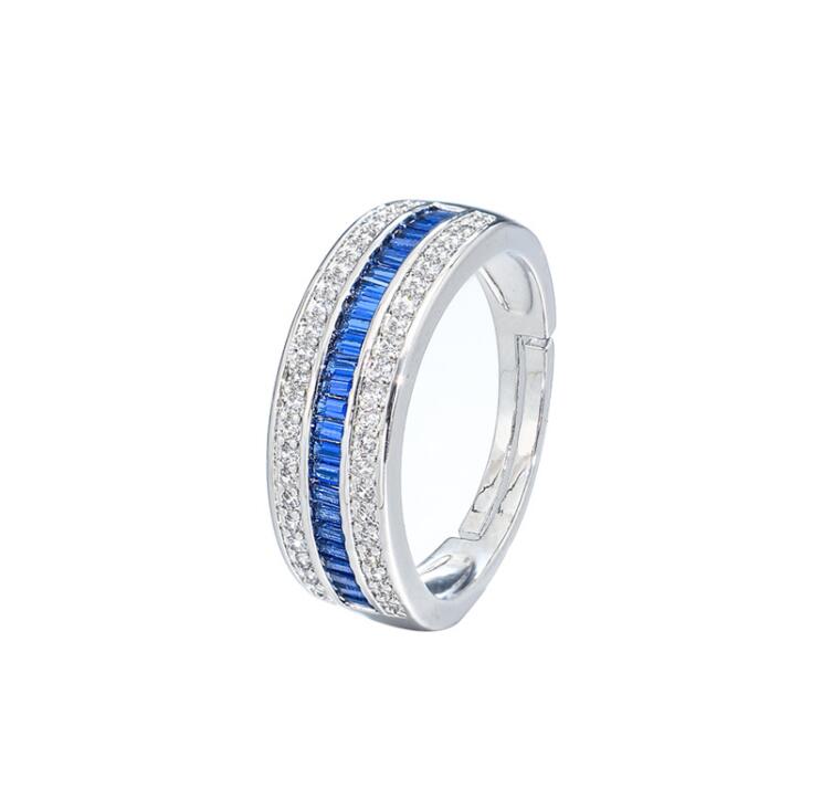 Elegant White Gold Filled Princess Cut Sapphire CZ Wedding Ring for Women - Adjustable Size Eternity Band