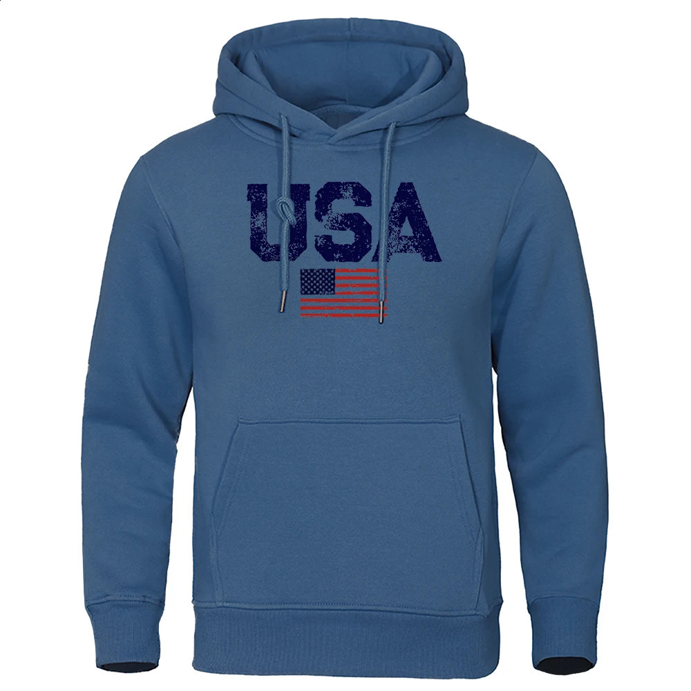 Usa Letters American Flag Stars And Stripes Hoodie Man Hip Hop SXxl Hoody High Quality Sweatshirt Fashion Casual Tracksuit 240908