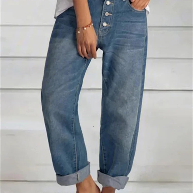 Vintage Spring Womens Fashion High Waist Y2k Womens Wide Leg Jeans Baggy Woman Denim Capris Pants Jean Mom Jeans Trousers 240821