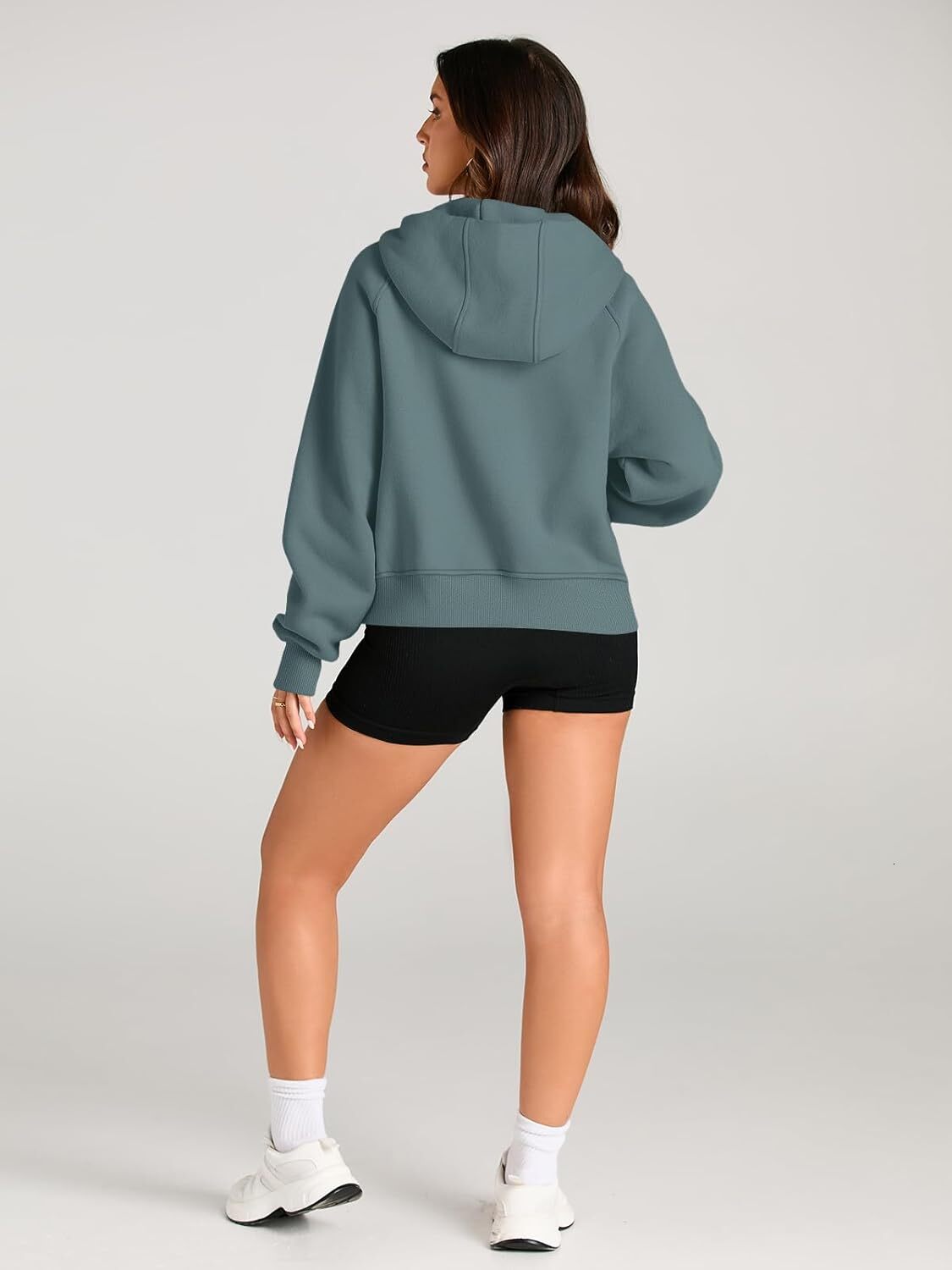 Cropped Hoodies Fleece Half Sweatshirts Jackets Womens Quarter Zip Up Pullover Fall Outfits 2024 Winter Clothes